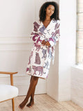 Chelsea Peers Leopard Print Fleece Dressing Gown, Off White - McGrocer