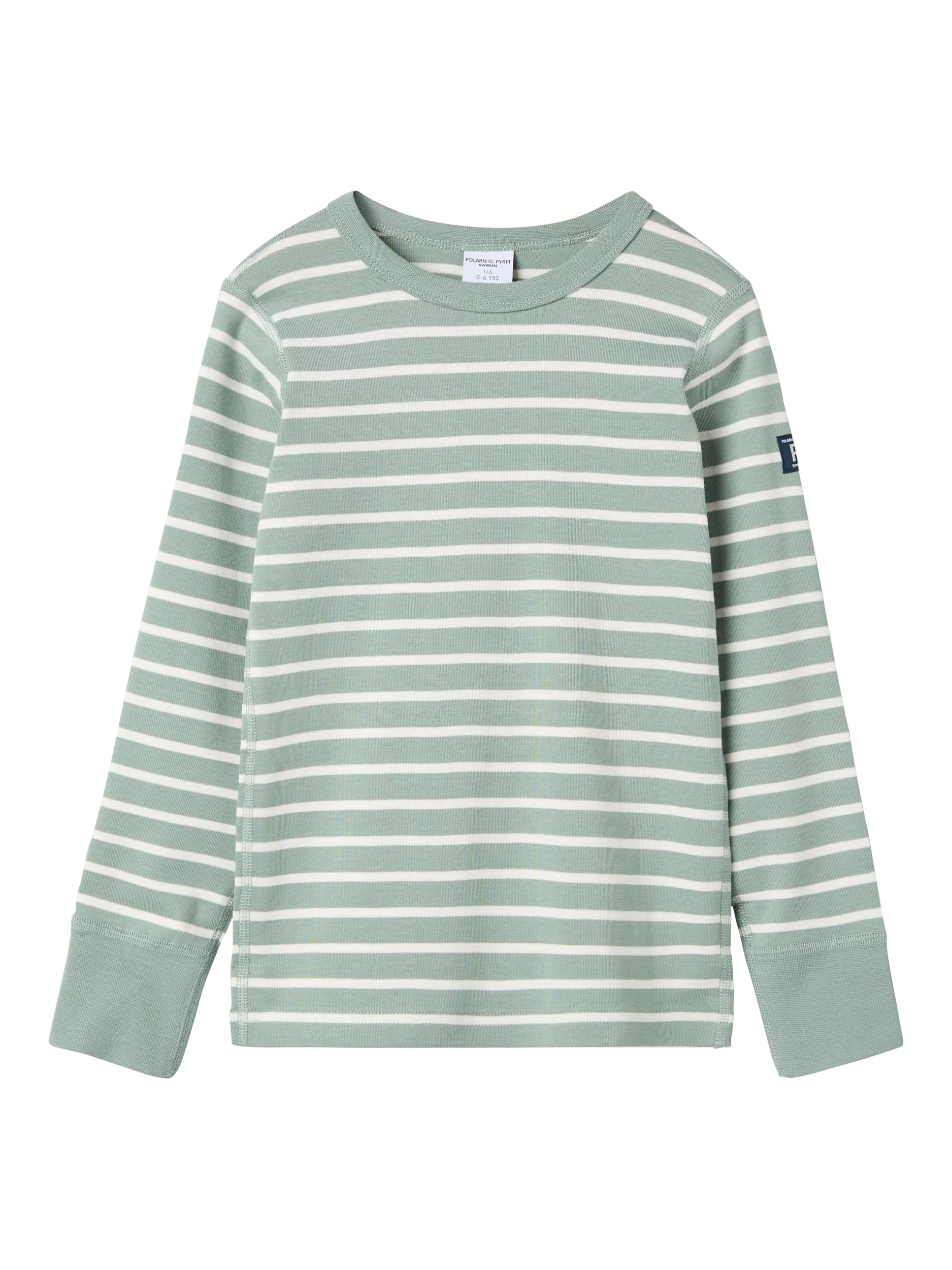 Polarn O. Pyret Kids' Organic Cotton Stripe Long Sleeve Top, Green - McGrocer