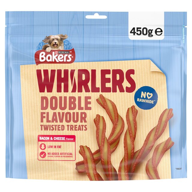 Bakers Whirlers Bacon and Cheese Dog Treats   450g - McGrocer