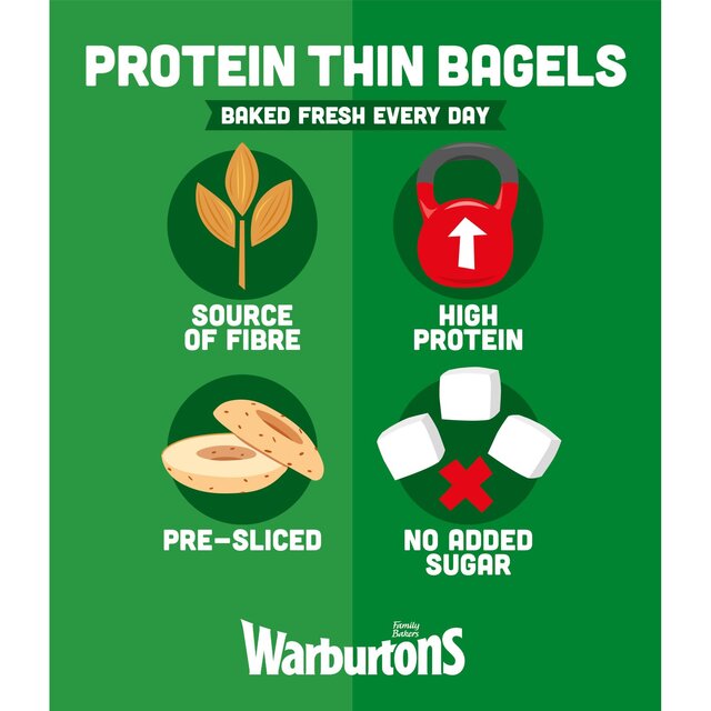 Warburtons Protein Thin Bagels   4 per pack - McGrocer