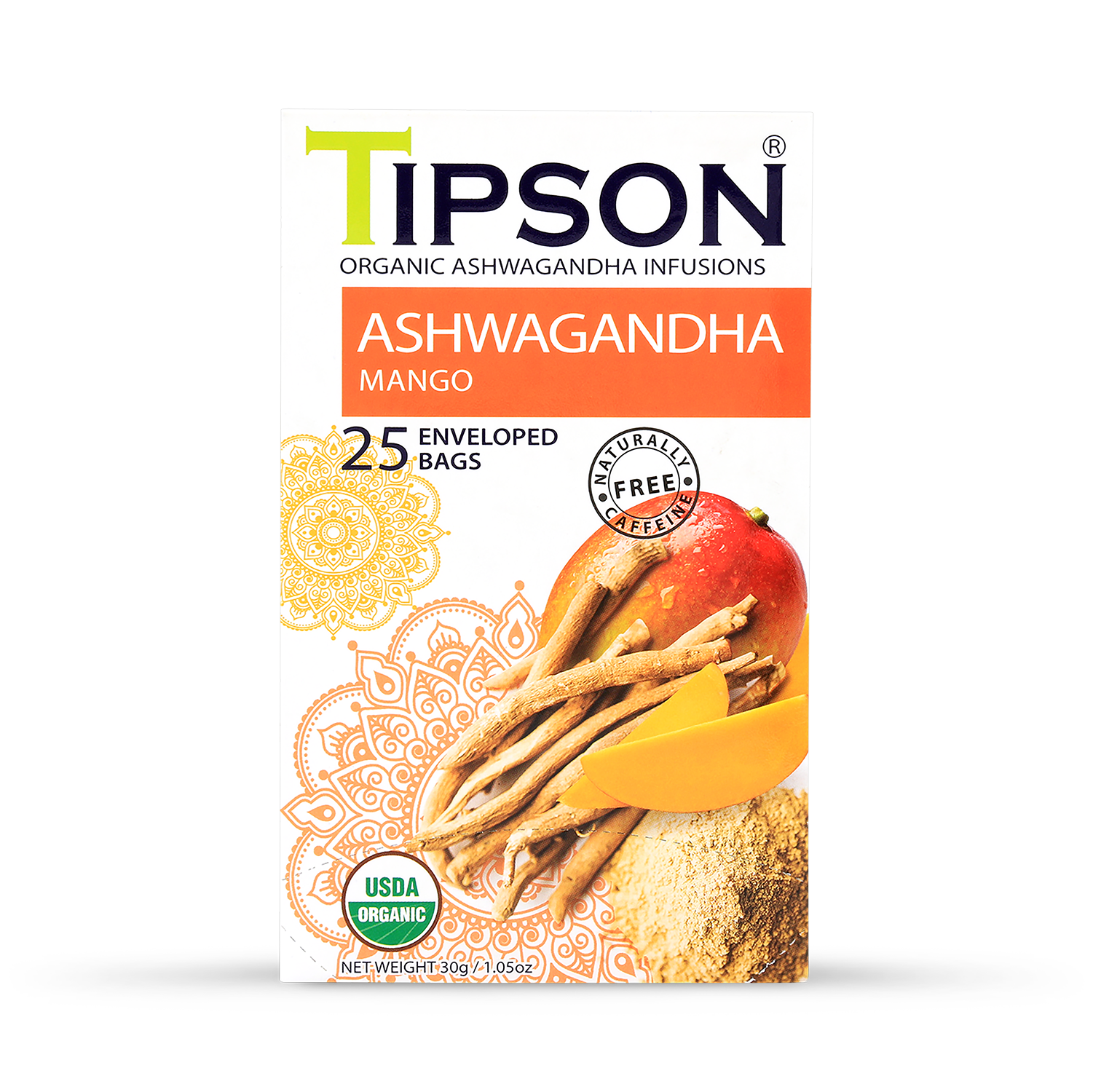 Tipson Organic Ashwagandha Ginger & Peach (25 Enveloped Tea Bags) - 999154
