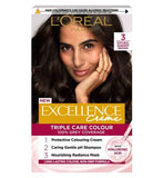 LOréal Paris Excellence Crème Permanent Hair Dye Up to 100 Grey Hair Coverage 3 Natural Darkest Brown