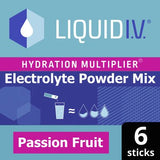 Liquid IV Hydration Multiplier Electrolyte Powder Mix Passion Fruit 6 Sachets