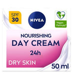 NIVEA 24H Moisture Nourishing Day Cream for Dry  Sensitive Skin SPF30 50ml
