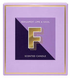 Landon Tyler Alphabet Candle Letter F Bergamot Lime  Basil 140g