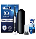 Oral-B iO4 Electric Toothbrush - Black  iO Ultimate Clean Black Replacement Electric Toothbrush Heads 4 Pack Bundle