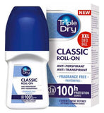 Triple Dry Classic Fragrance Free Anti Perspirant Roll On 100 Hours 50ml