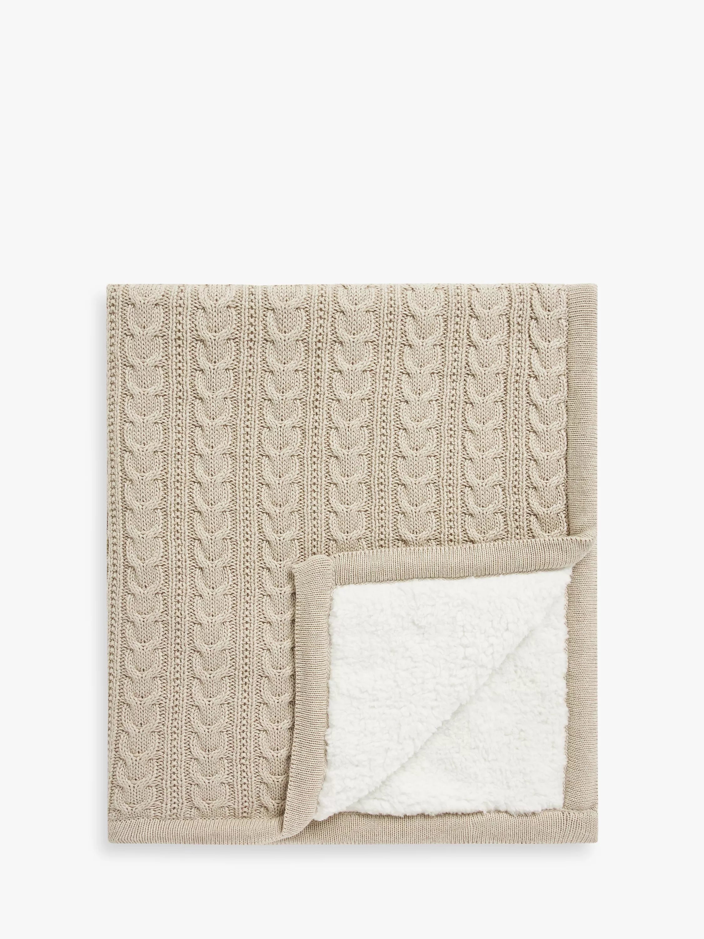 John Lewis Cable Knit Sherpa Fleece Baby Blanket - McGrocer