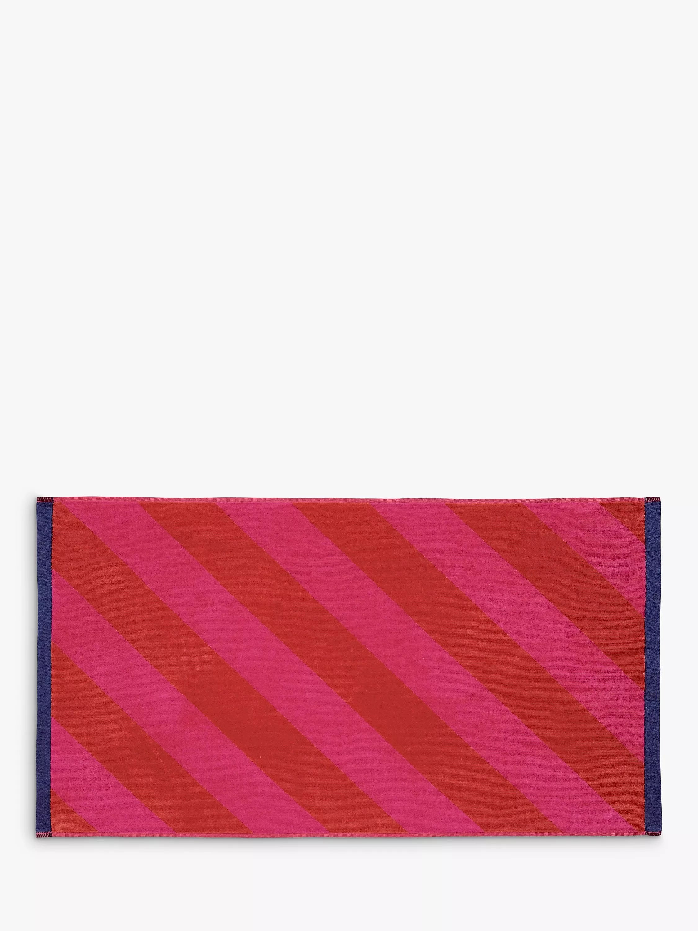 Harlequin x Sophie Robinson Paper Straw Stripe Bath Mat, Ruby/Coral - McGrocer