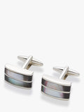 Double Mother Of Pearl Cufflinks Silver