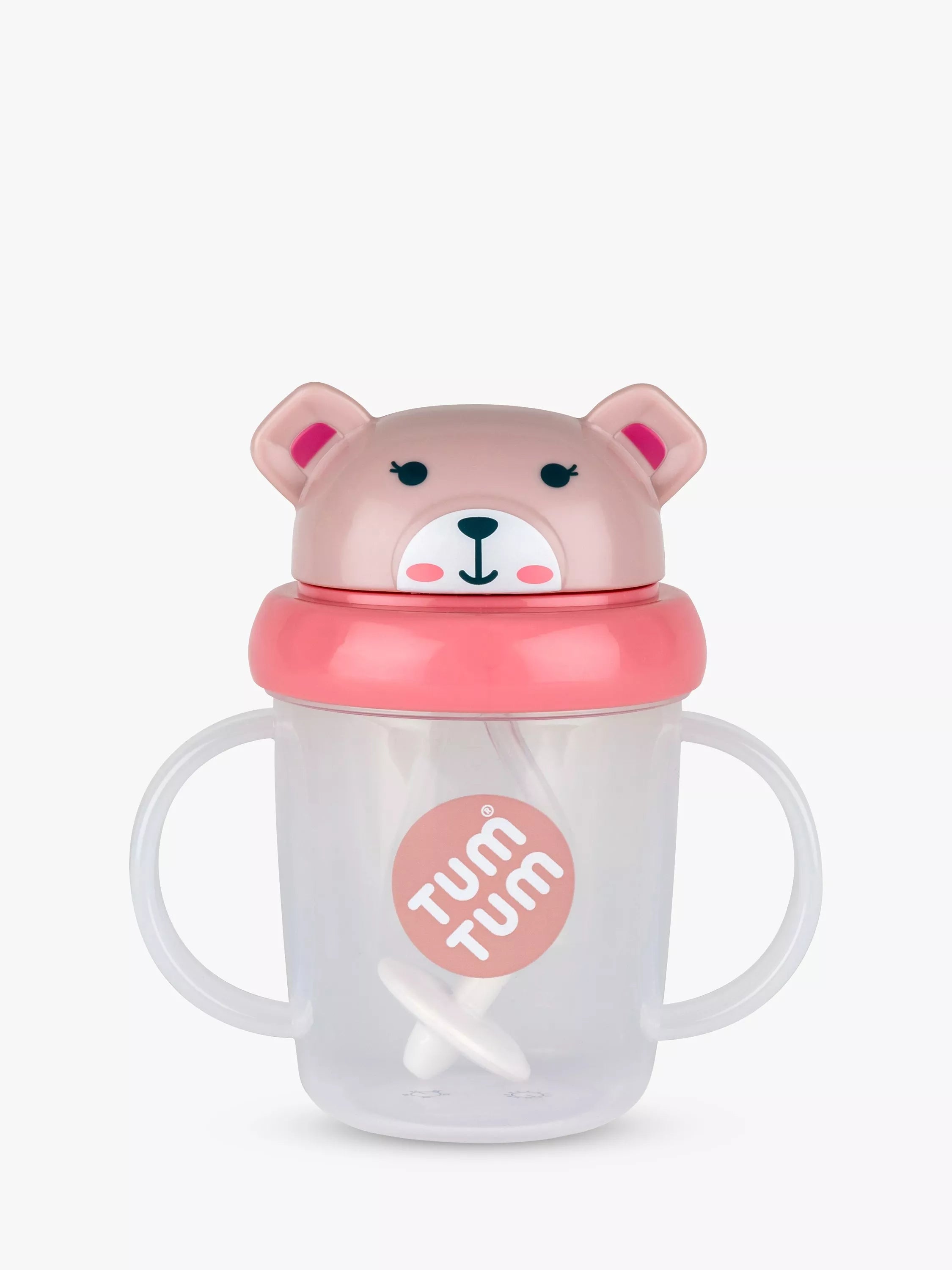 TUM TUM Tippy Up Betsy Bear Baby Cup with Weighted Straw, 200ml, Pink - McGrocer