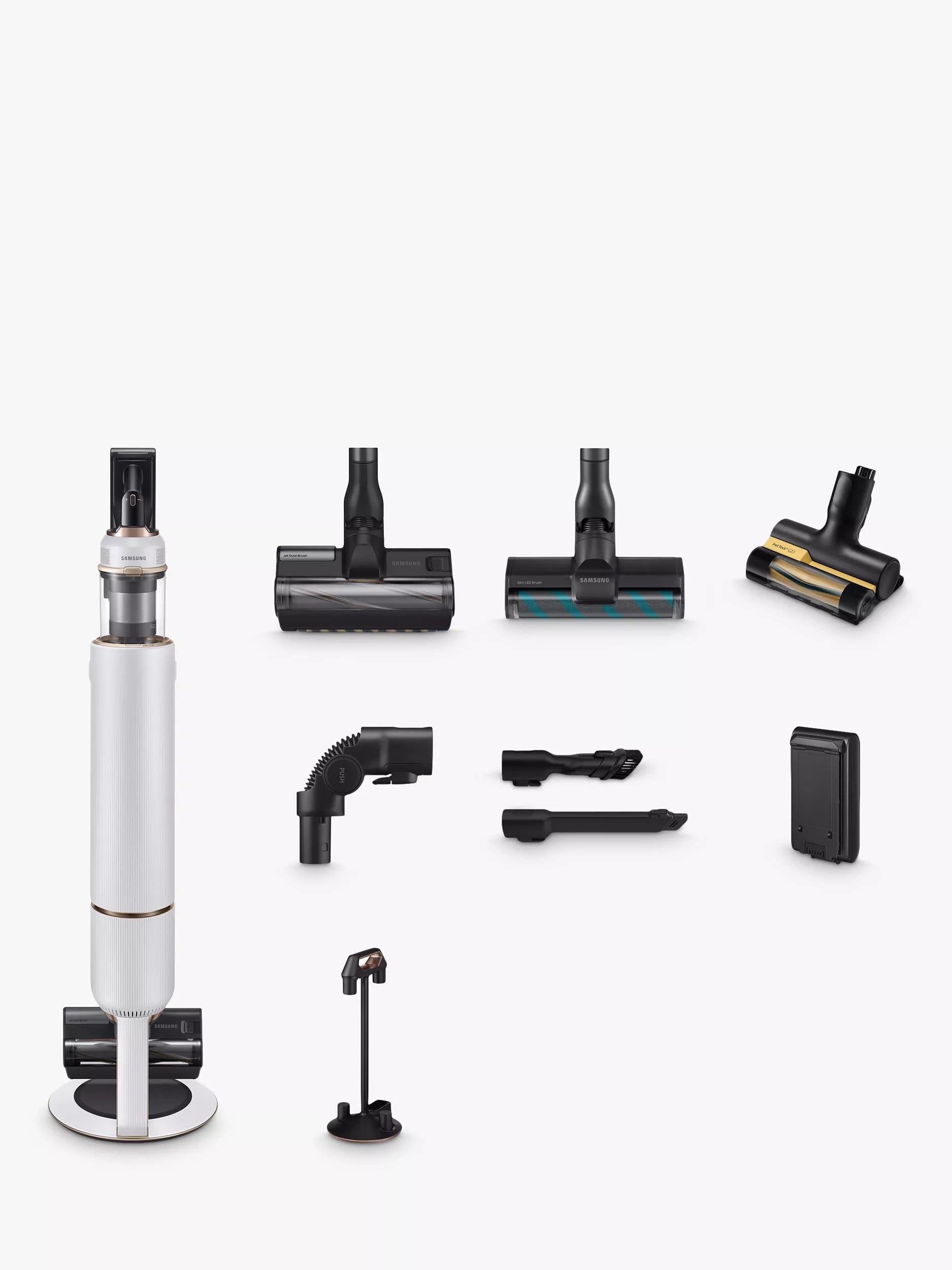 Samsung Bespoke Jet™ PLUS Pet Cordless Stick Vacuum Cleaner with All-In-One Cleaning Station, Misty White - McGrocer