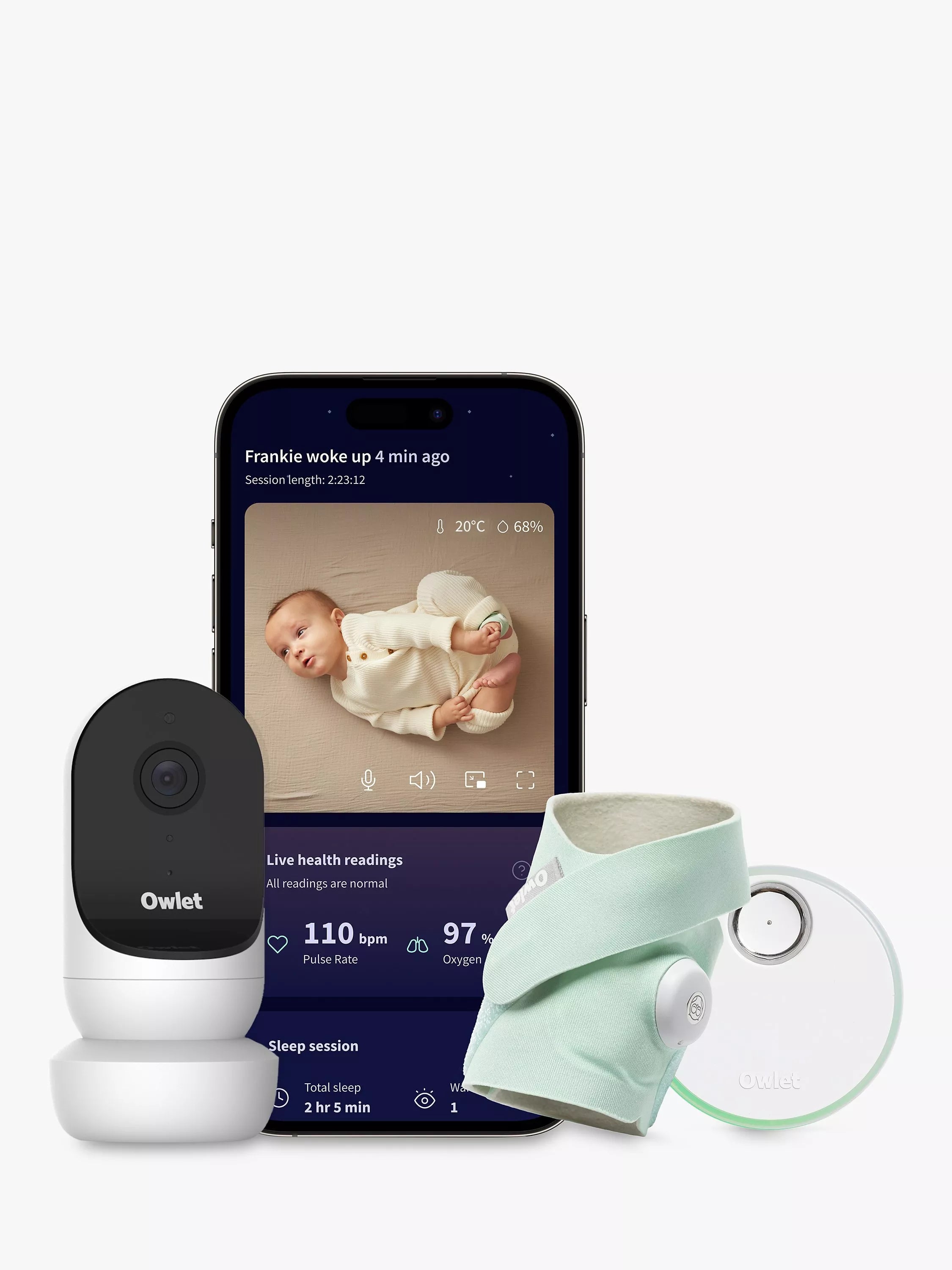 Owlet Dream Sock and Owlet Cam 2 Baby Monitor Bundle, Mint - McGrocer
