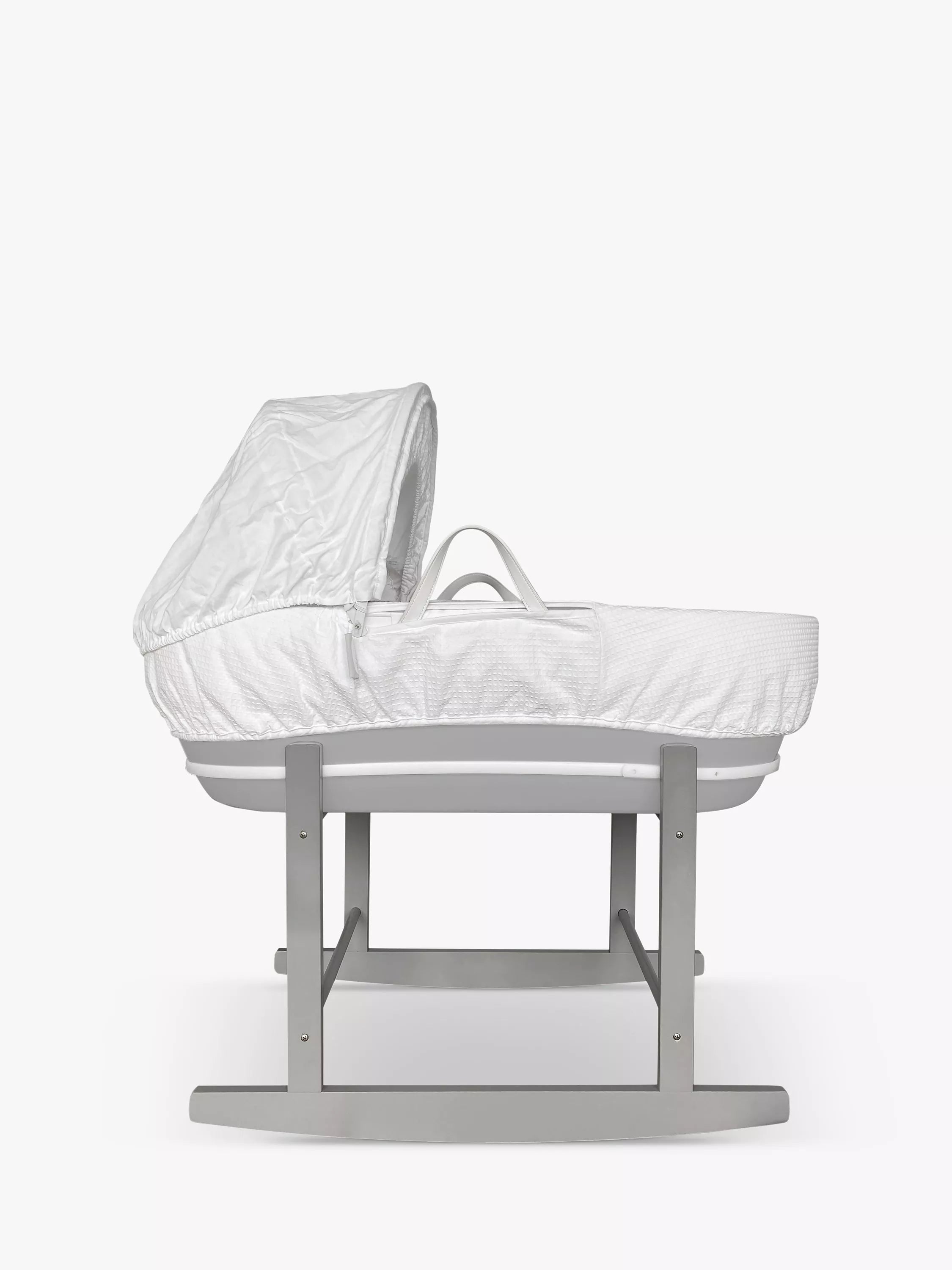 Shnuggle Moses Basket, Stand, and Waffle Hood Bundle, Grey - McGrocer