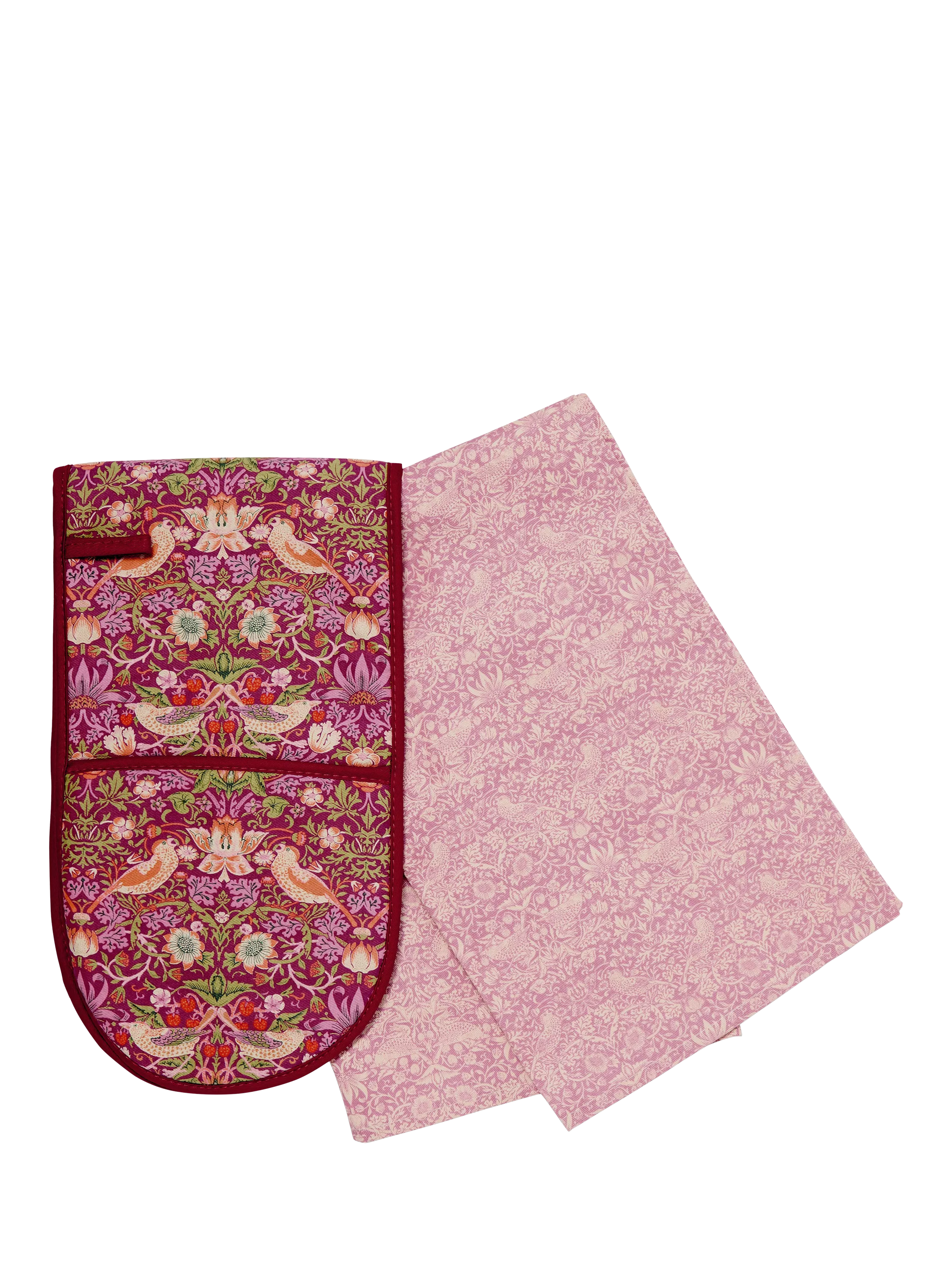 William Morris At Home Strawberry Thief Oven Glove & Tea Towel Set, Multi - McGrocer