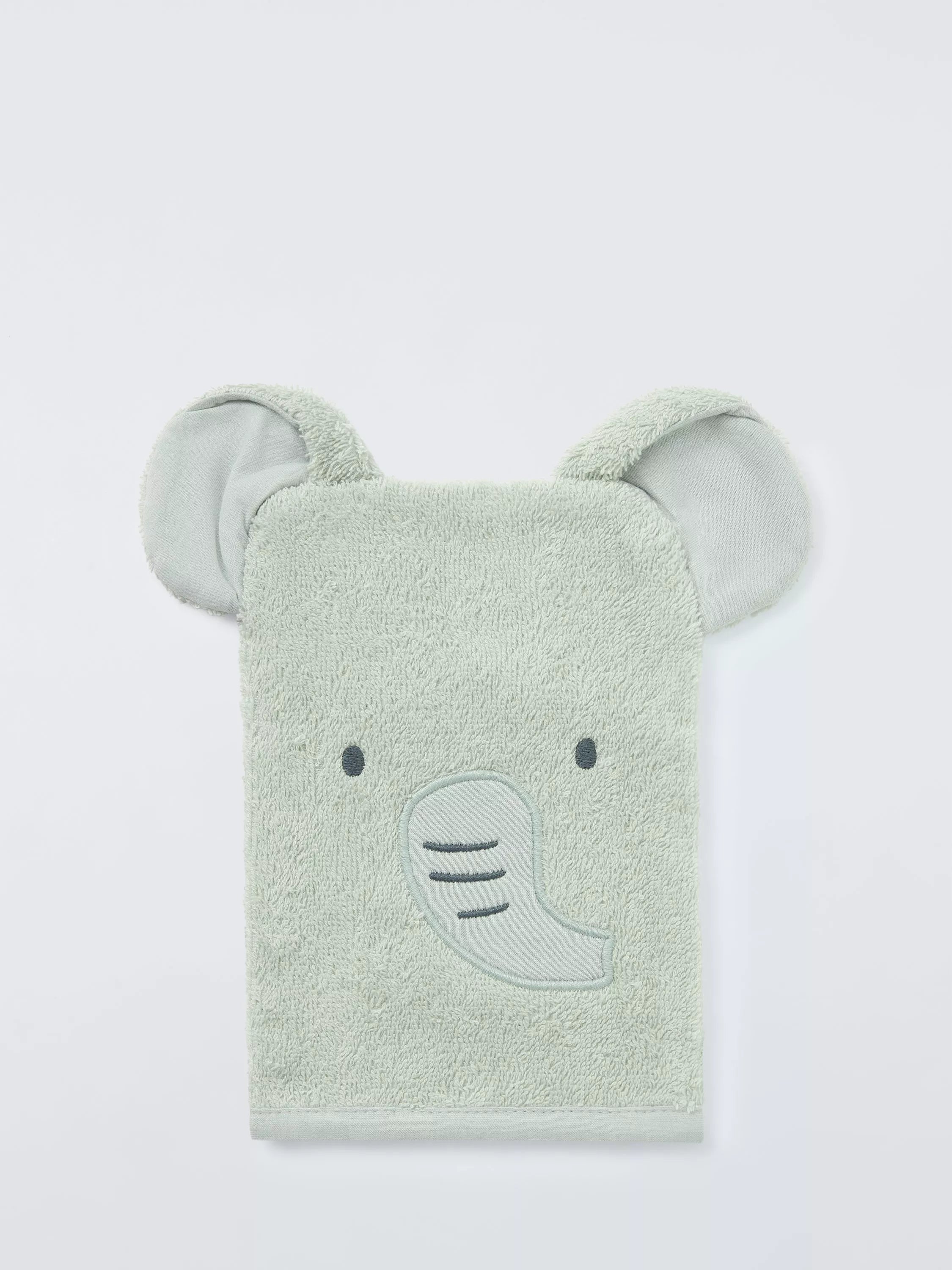 John Lewis Baby Elephant Towelling Mitt, Green - McGrocer