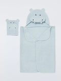 John Lewis Baby Hippo Hooded Towel & Mitt Set - McGrocer