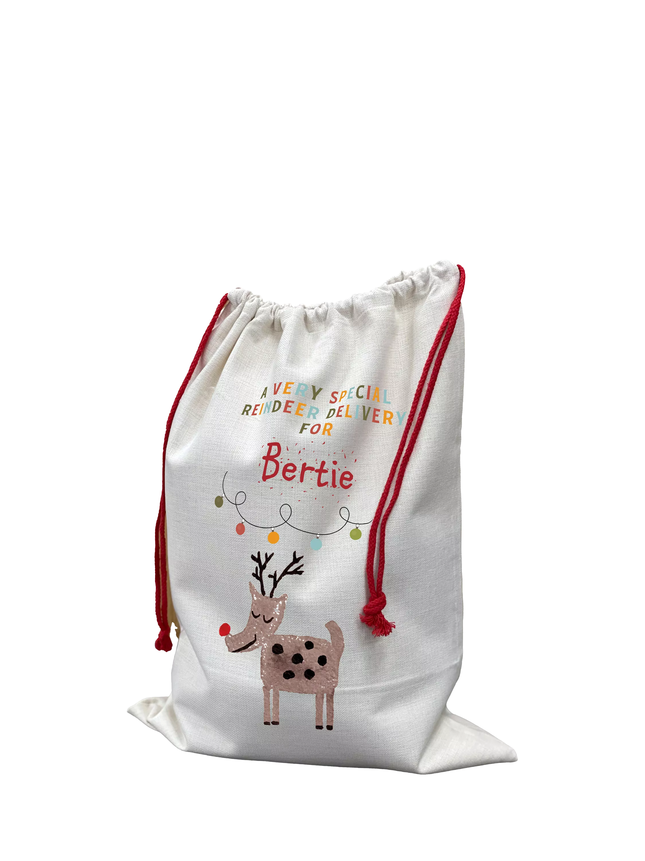 Solesmith Christmas Reindeer Personalised Toy Sack, Multi - McGrocer