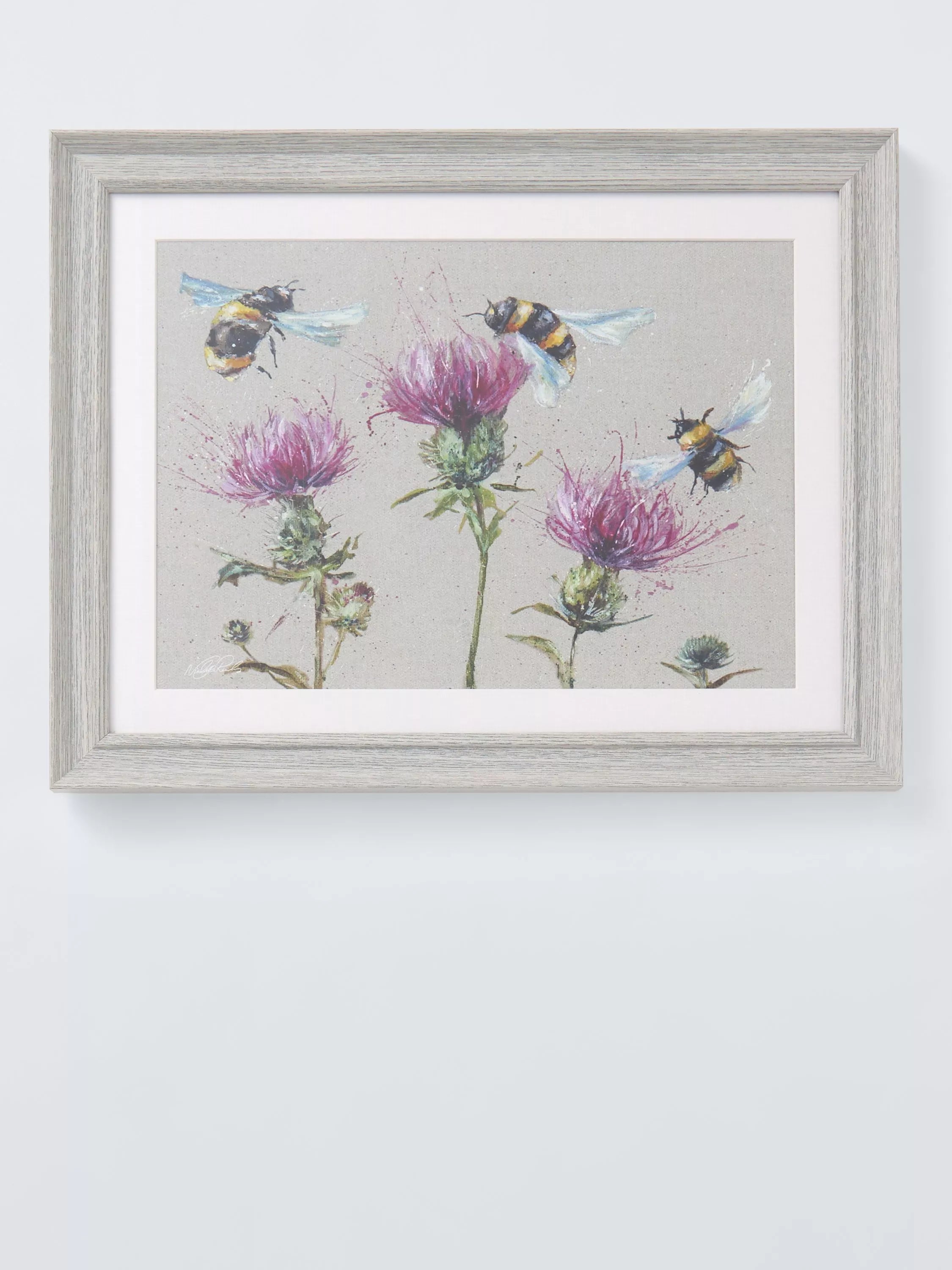 John Lewis Nicola Jane Rowles 'Bees' Framed Print & Mount, 35 x 45cm, Grey - McGrocer