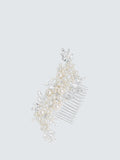Jon Richard Pearl And Leaf Hair Comb Silver