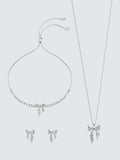Jon Richard Pave Bow Trio Set Silver
