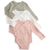 M&S Girls Pure Cotton Wrap Bodysuits, 2-3 Y, Khaki