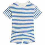 M&S Blue Striped Short Outfit, 6-9 Months, Blue