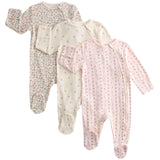 M&S Autumnal Floral Popper Footed Sleepsuit, 3-6 Months, Pale Blush