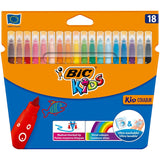 BIC Kids Kid Couleur Colouring Felt Pens, Wallet of 18