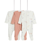M&S Pure Cotton Balloon & Cloud Sleepsuits, 3 Pack, 2-3 Years
