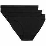 M&S Girls Cotton Stretch Knickers, 3 Pack, 7-8 Years, Black