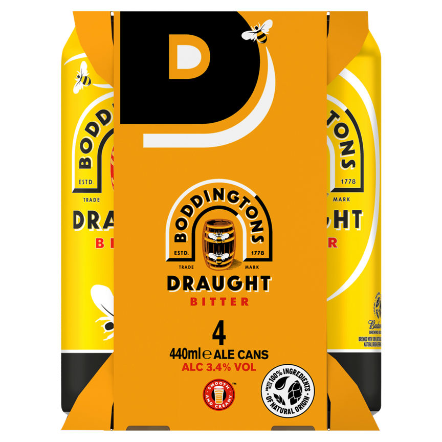 Boddingtons Draught Bitter Ale Cans 4 x 440ml - McGrocer
