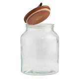 Habitat Glass Jar With Wood & Faux Leather Lid 3L
