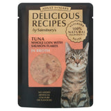 Sainsbury's Delicious Recipes Tuna Whole Loin with Salmon Flakes in Broth 1+ Years Adult Cat Food 70g
