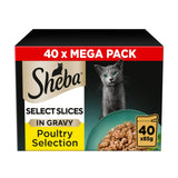 Sheba Select Slices Adult Wet Cat Food Pouch Poultry Selection in Gravy Mega Pack 40 x 85g