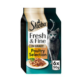 Sheba Fresh & Fine Chicken & Turkey in Gravy Wet Cat Food Pouches 6 x 50g