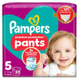 Pampers Premium Protection Nappy Pants Essential Pack Nappies Size 5, 12kg-17kg x27