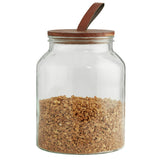 Habitat Glass Jar With Wood & Faux Leather Lid 3L