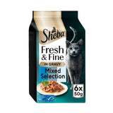 Sheba Fresh & Fine Tuna & Cod in Gravy Wet Cat Food Pouches 6 x 50g