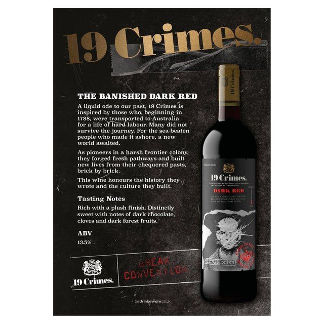 19 Crimes The Banished Dark Red   75cl - McGrocer