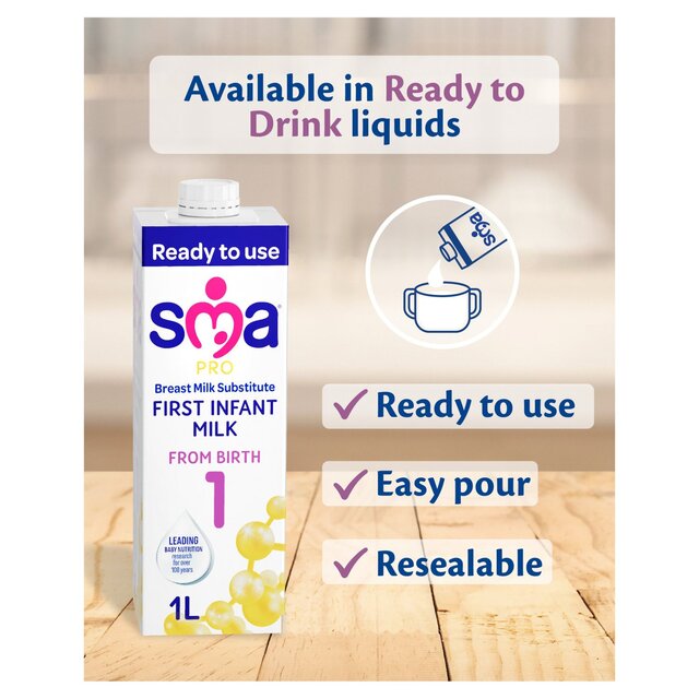 SMA Pro 1 First Infant Milk Ready to Use From Birth   1L - McGrocer