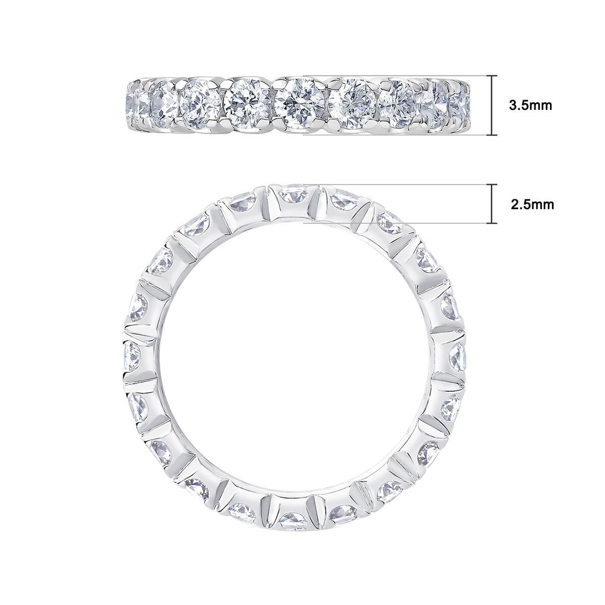 2.00ctw Round Brilliant Cut Claw Set Eternity Ring, Platinum in 6 Sizes - McGrocer