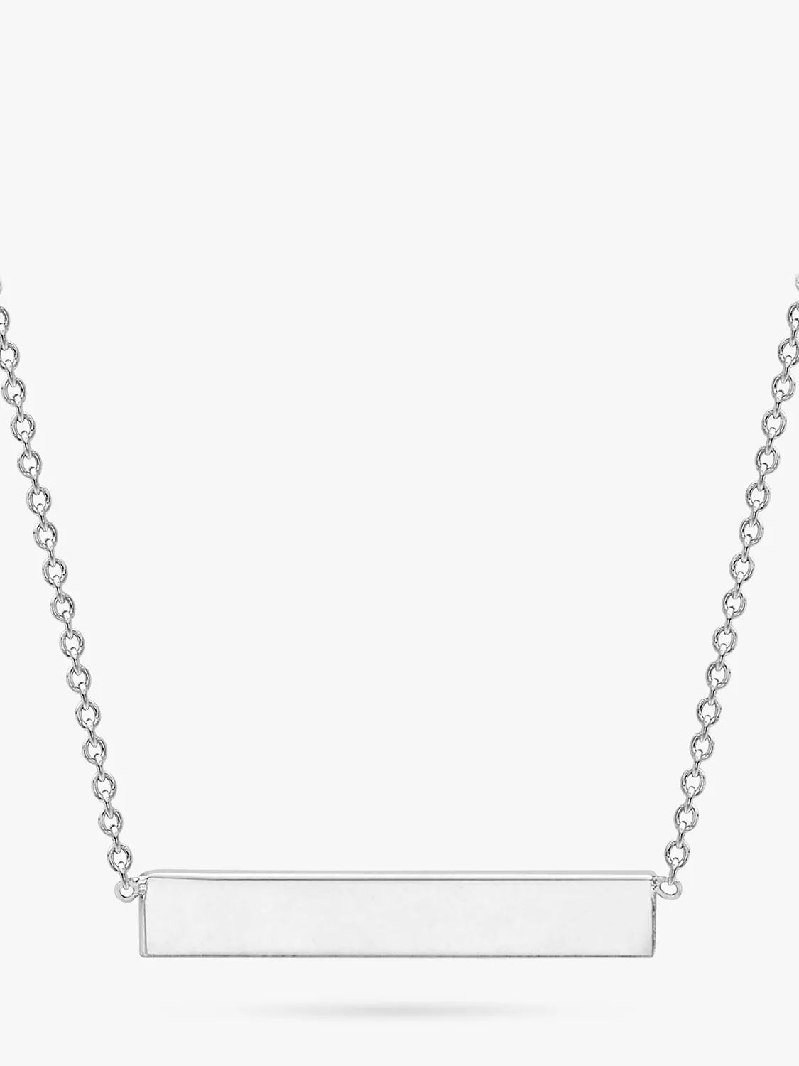 IBB Personalised 9ct White Gold Horizontal Bar Initial Pendant Necklace - McGrocer