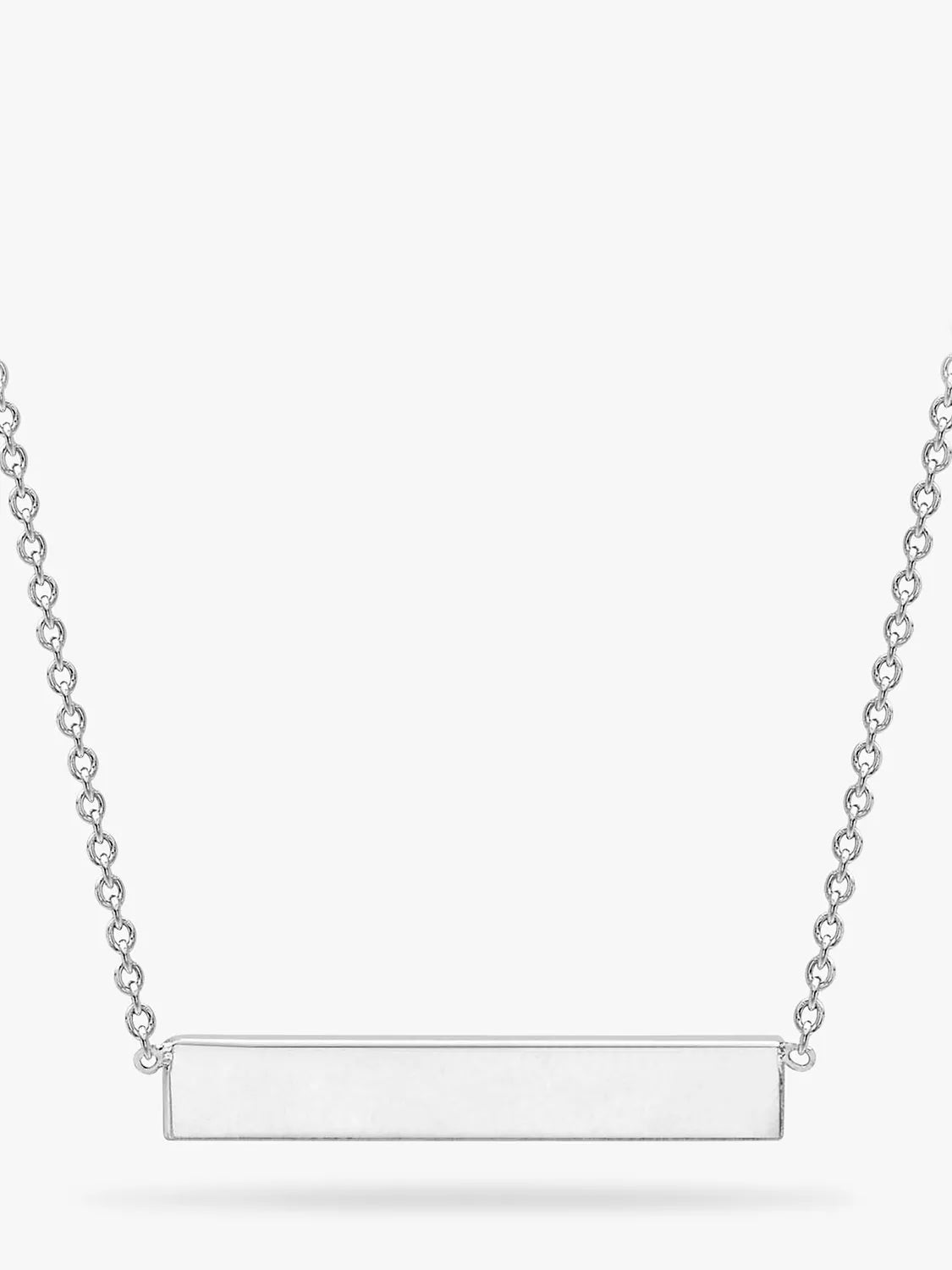IBB Personalised Small Horizontal Bar Initial Pendant Necklace, Silver - McGrocer