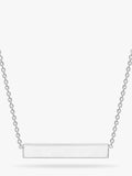 IBB Personalised Small Horizontal Bar Initial Pendant Necklace, Silver - McGrocer