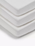 John Lewis ANYDAY Cotton Fitted Cotbed Sheet, Pack of 3, 70 x 140cm, White - McGrocer