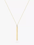 IBB Personalised Long Vertical Bar Pendant Necklace, Gold - McGrocer