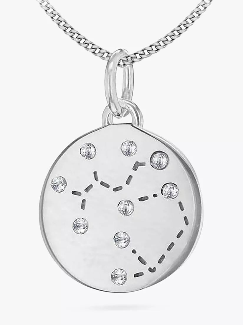 IBB Personalised Sagittarius Star Sign Disc Pendant Necklace, Silver - McGrocer