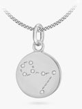 IBB Personalised Pisces Star Sign Disc Pendant Necklace, Silver - McGrocer