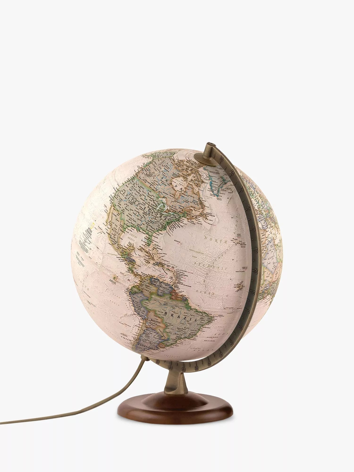 National Geographic Illuminated Antique Style Globe, 30cm, Gold - McGrocer